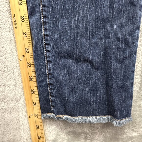 Torrid Crop Boyfriend Jeans Womens 12 Blue Vintage Stretch Raw Hem Distressed - Picture 8 of 10